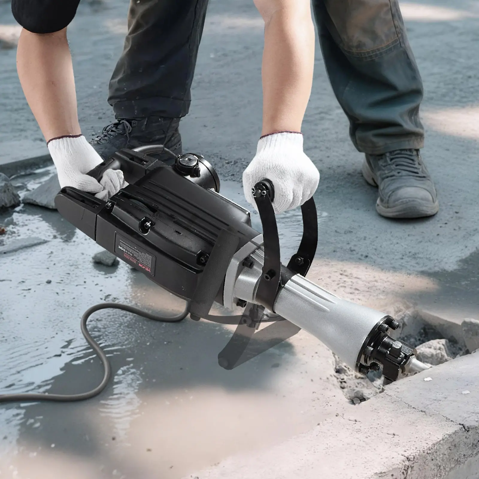 VEVOR Demolition Jack Hammer, 2800 W Powerful Electric Jackhammer, 1200 BPM Concrete Breaker with 3 Chisels, a Clay Spade, Carrying Case, Gloves, for Concrete, Wall, Brick, Tile and Foundation - Image 7