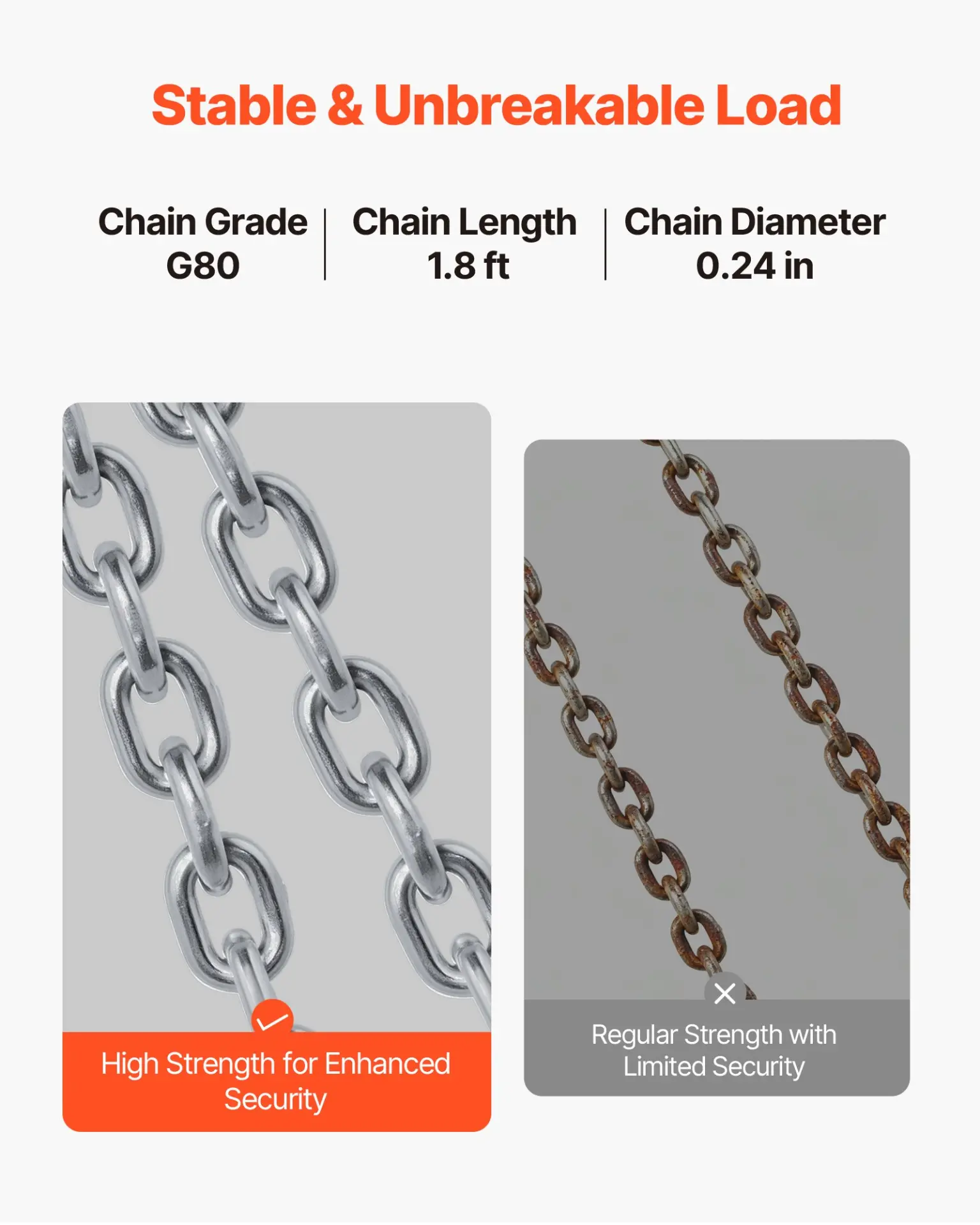 VEVOR Chain Drum Lifter, G80 Drum Lifting Chain Sling with Security Hook, 2200LBS Capacity, Drums Handling Equipment Fits for Crane Forklift, Carbon Steel Barrel Lifter for Plastic & Metal Drums - Image 3