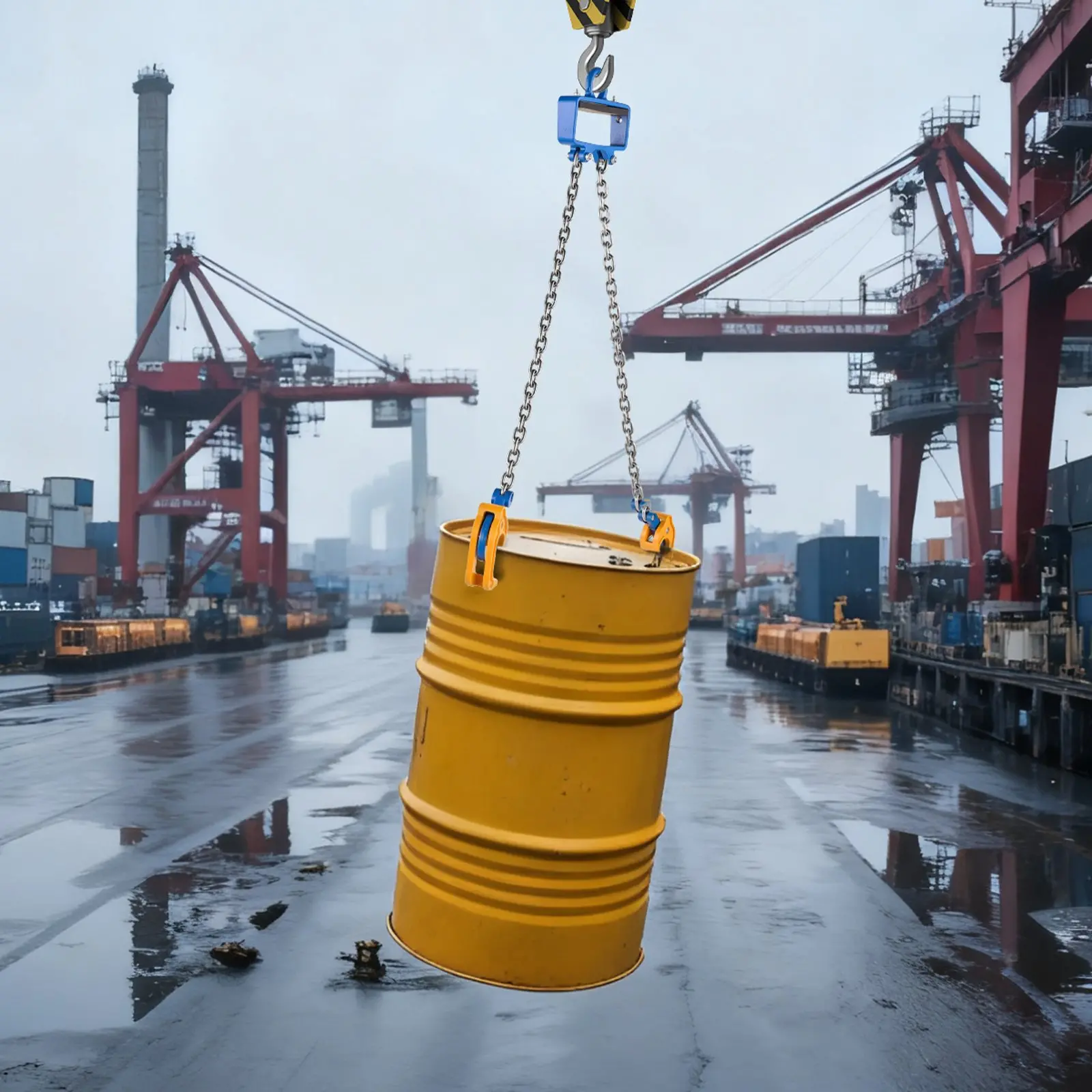 VEVOR Chain Drum Lifter, G80 Drum Lifting Chain Sling with Security Hook, 2200LBS Capacity, Drums Handling Equipment Fits for Crane Forklift, Carbon Steel Barrel Lifter for Plastic & Metal Drums - Image 7