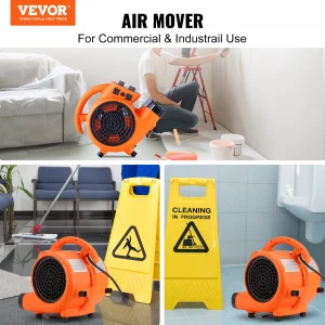 VEVOR Floor Blower, 1/4 HP, 1000 CFM Air Mover for Drying and Cooling, Portable Carpet Dryer Fan with 4 Blowing Angles and Time Function, for Janitorial, Home, Commercial, Industrail Use, ETL Listed