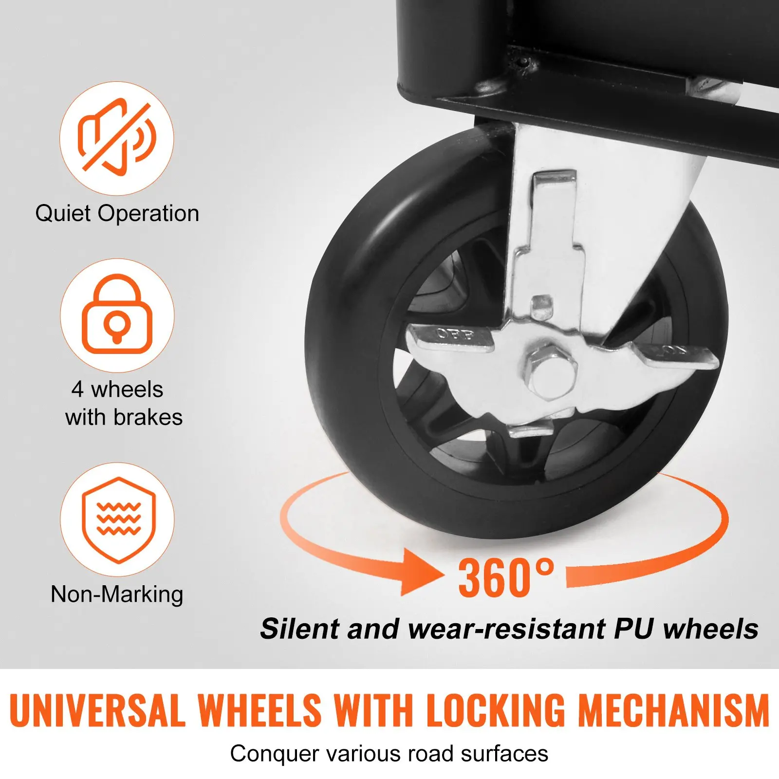 VEVOR Drywall Cart, 1500 LBS Panel Dolly Cart with 36.02" x 24.02" Deck and 5" Swivel Wheels, Heavy-Duty Drywall Sheet Cart, Handling Wall Panel, Sheetrock, Lumber, for Garage, Home, Warehouse - Image 3