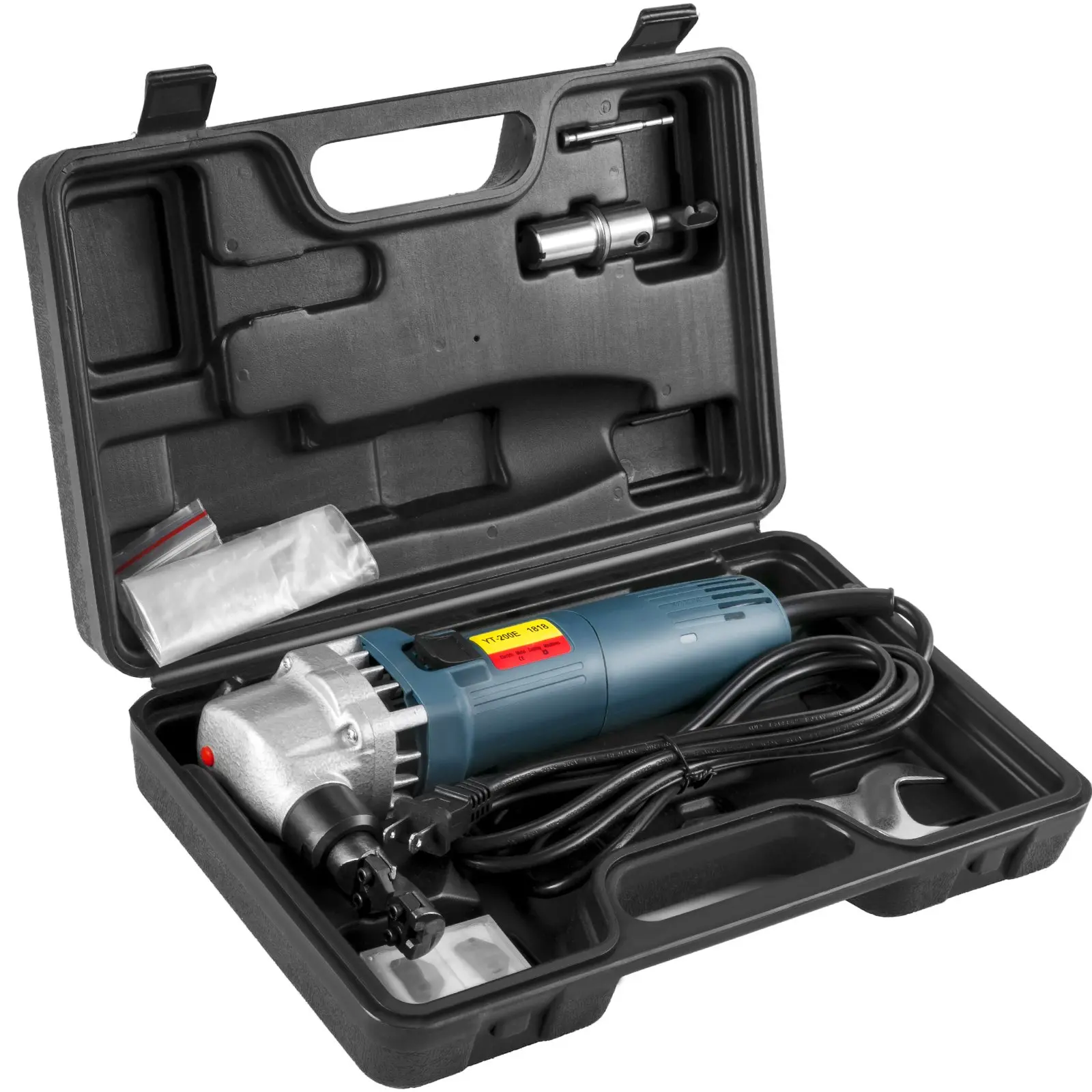 VEVOR Electric Sheet Metal Cutter, 380W Power, 1800RPM Rotor Speed, 0.07in/1.8mm Cutting Capacity, Includes Replacement Blades and Storage Case, Ideal for Stainless Steel, Aluminium, Plastic - Image 8