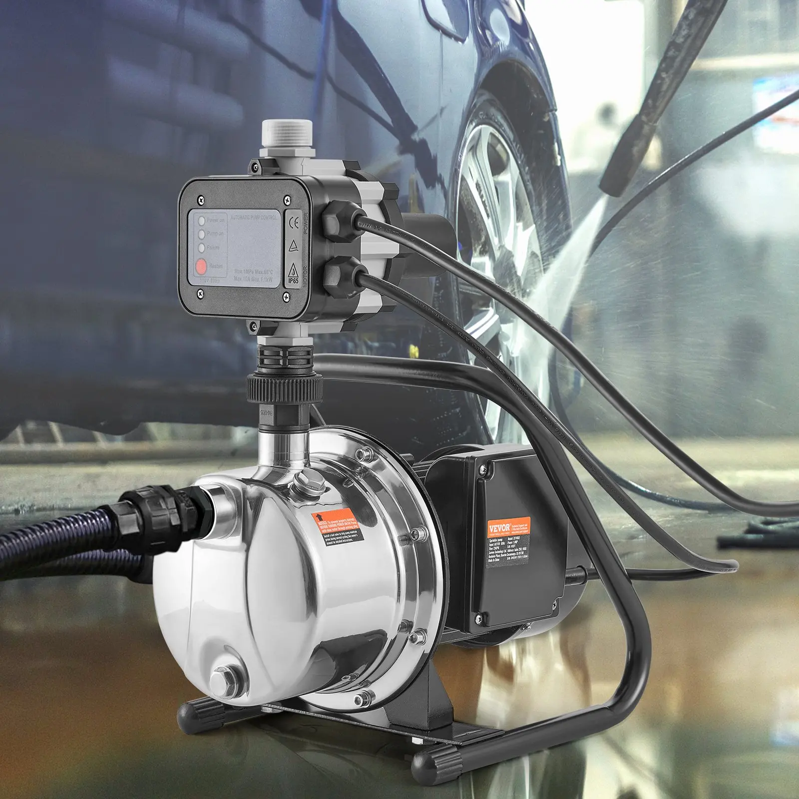 VEVOR Shallow Well Pump, 1HP 115V, 1200 GPH 145 ft Head, Portable Stainless Steel Sprinkler Booster Jet Pumps with Automatic Controller for Garden Lawn Irrigation system, Water Transfer - Image 19