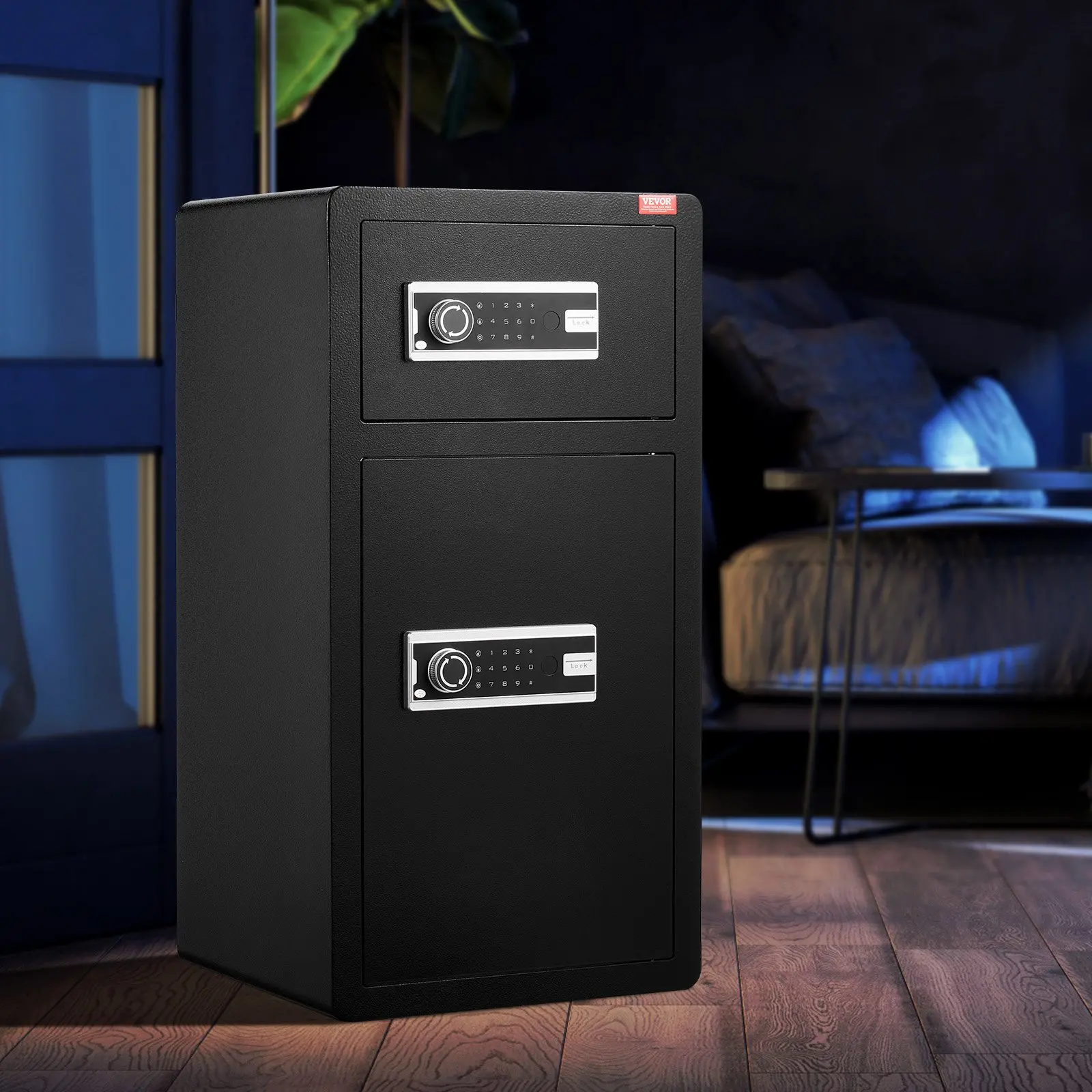 VEVOR Double Door 5.5 cu.ft Safe Box with Key Lock Password Cabinet Black,organize cash, passports, jewelry, gold, watches and documents - Image 7