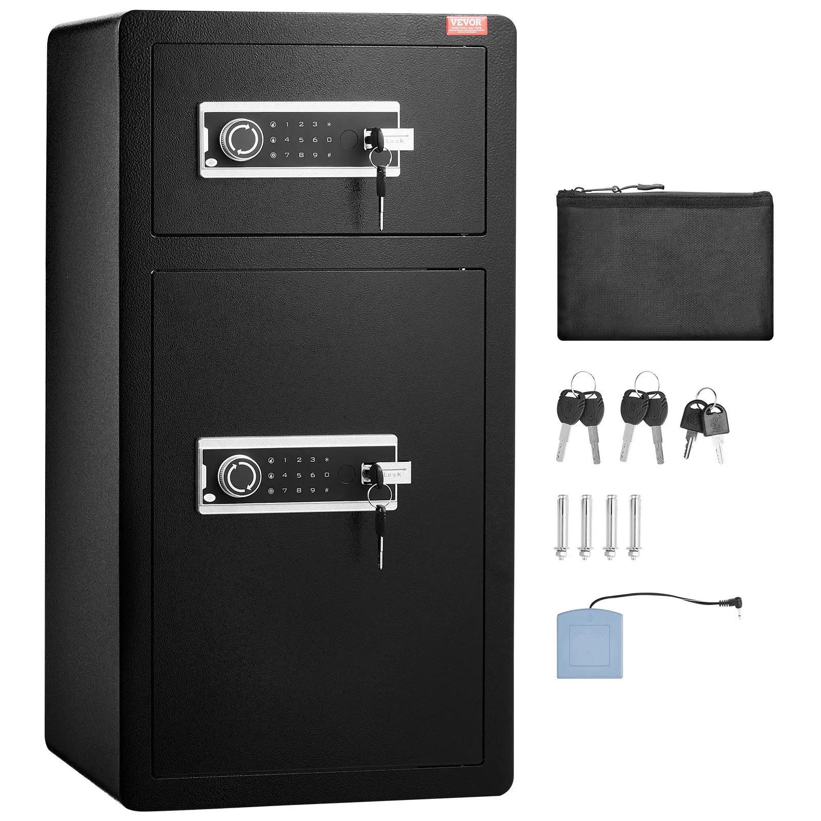 VEVOR Double Door 5.5 cu.ft Safe Box with Key Lock Password Cabinet Black,organize cash, passports, jewelry, gold, watches and documents - Image 8