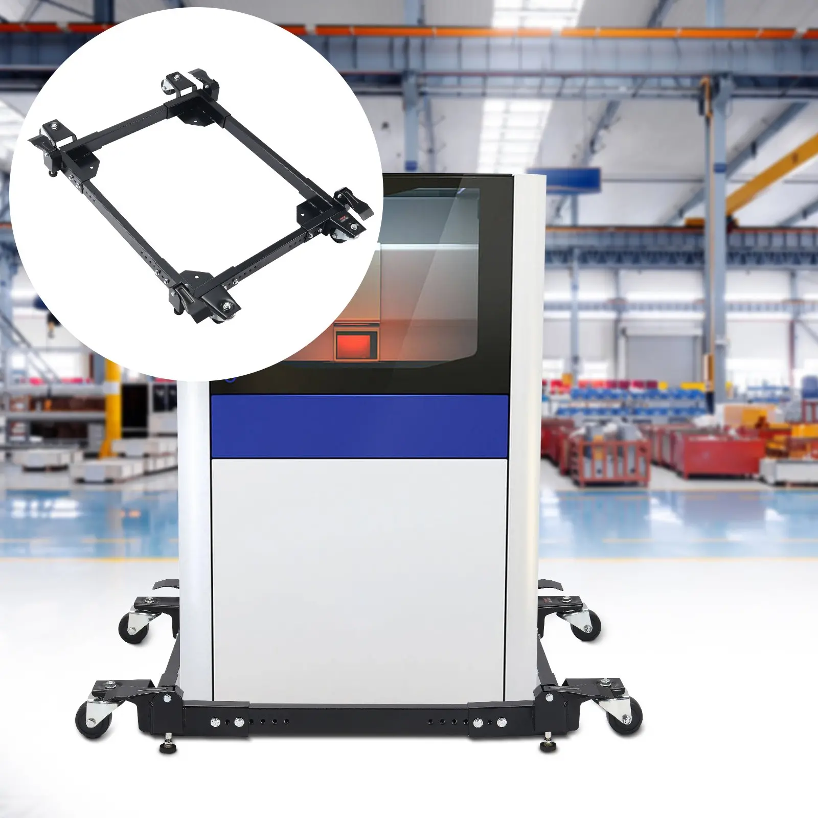 VEVOR Mobile Base, 1500 lbs Capacity, Adjustable from 20" x 24.5" to 28" x 33.5", Heavy Duty Universal Mobile Base Stand with 4 Swivel Wheels, for Woodworking Equipment, Bandsaw, Power Tool, Machine - Image 7