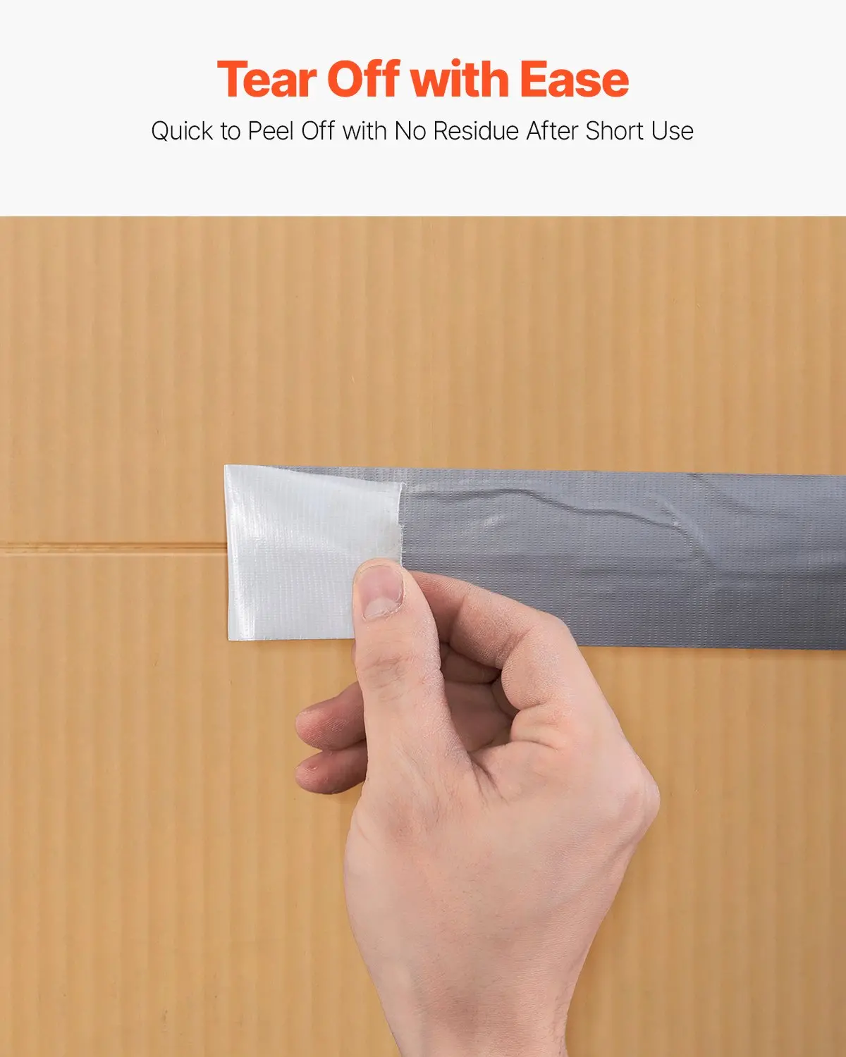 VEVOR 5-Pack Duct Tape, 2 in x 30 Yards, No Residue Strong Adhesive Waterproof Temperature-Resistant Heavy Duty Duct Tape, Tear by Hand, for Indoor Outdoor Repair, Industrial, All Weather, Sliver - Image 4