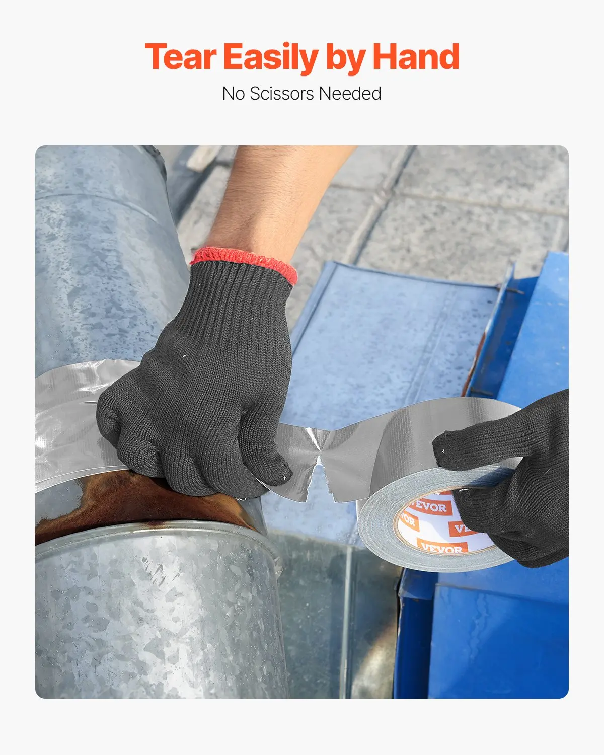 VEVOR 5-Pack Duct Tape, 2 in x 30 Yards, No Residue Strong Adhesive Waterproof Temperature-Resistant Heavy Duty Duct Tape, Tear by Hand, for Indoor Outdoor Repair, Industrial, All Weather, Sliver - Image 5