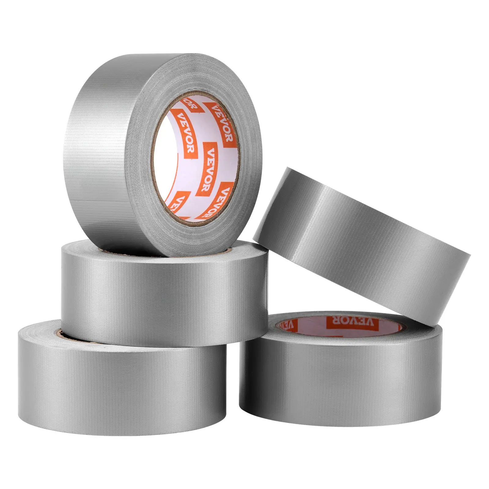 VEVOR 5-Pack Duct Tape, 2 in x 30 Yards, No Residue Strong Adhesive Waterproof Temperature-Resistant Heavy Duty Duct Tape, Tear by Hand, for Indoor Outdoor Repair, Industrial, All Weather, Sliver - Image 8