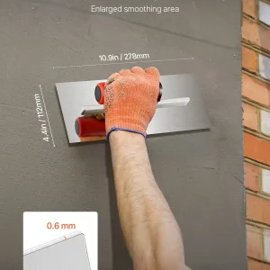 VEVOR Tile Tools, Stainless Steel Flat Finishing Trowel, 10.9 x 4.4 in Concrete Cement Drywall Plastering Tile Masonry Construction Hand Tools with Handle, for Apply, Spread, Flatten, Smooth, Polish