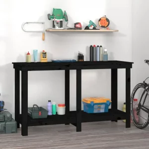 vidaXL Work Bench Black 55.1x19.7x31.5" Solid Wood Pine