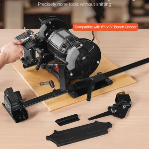 VEVOR Pro Grind Sharpening System, Multi-Grind Sharpening Jig for 6" & 8" Bench Grinder - with Platform Jig, Tool Rest Bar, Setup Block, Miter Slide, Micro Bevel Block, for Chisels Woodturning Tools