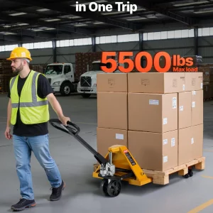 VEVOR Pallet Jack, 5500 lbs Load Capacity, Manual Pallet Truck with 48L x 27W Inch Forks for Material Handling, 3.35-7.1 Inch Fork Lift Height Range, Suitable for Warehouse, Supermarket, Manufacturing