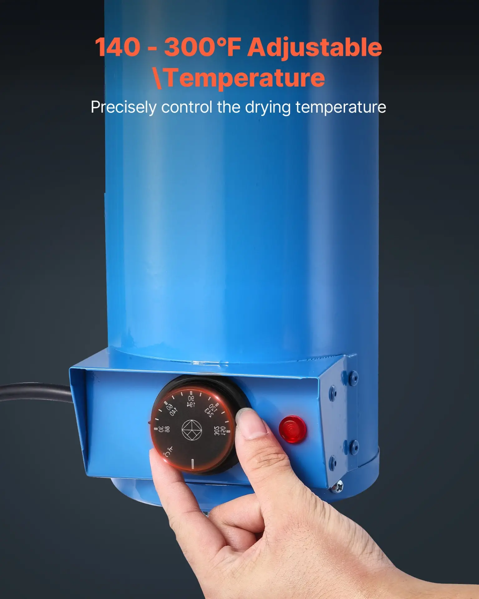 VEVOR Portable Welding Rod Oven, 10LBS Capacity Electrodes Drying Oven 230W 120V, 86 to 302 Adjustable Welding Rods Dryer for 18-inch Stick Electrodes - with Easy-to-Carry Side Handle - Image 3