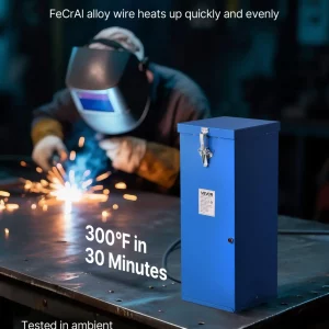 VEVOR Portable Welding Rod Oven, 50LBS Capacity Electrodes Drying Oven 420W 120V, 300 Fast Heating Welding Rods Dryer for 18-inch Stick Electrodes - with Easy-to-Carry Handle & Safety Locking Latch