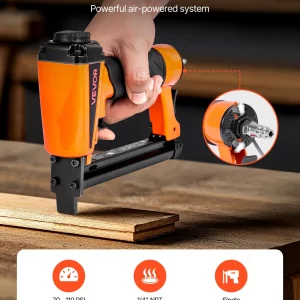 VEVOR Pneumatic Staple Gun, 21 Gauge Pneumatic Upholstery Stapler for 80 Series 1/2-inch Crown 1/4"-5/8" Length Staples, 70-110 PSI Air Staple Gun for Woodworking, Upholstering, Crafts, DIY Projects