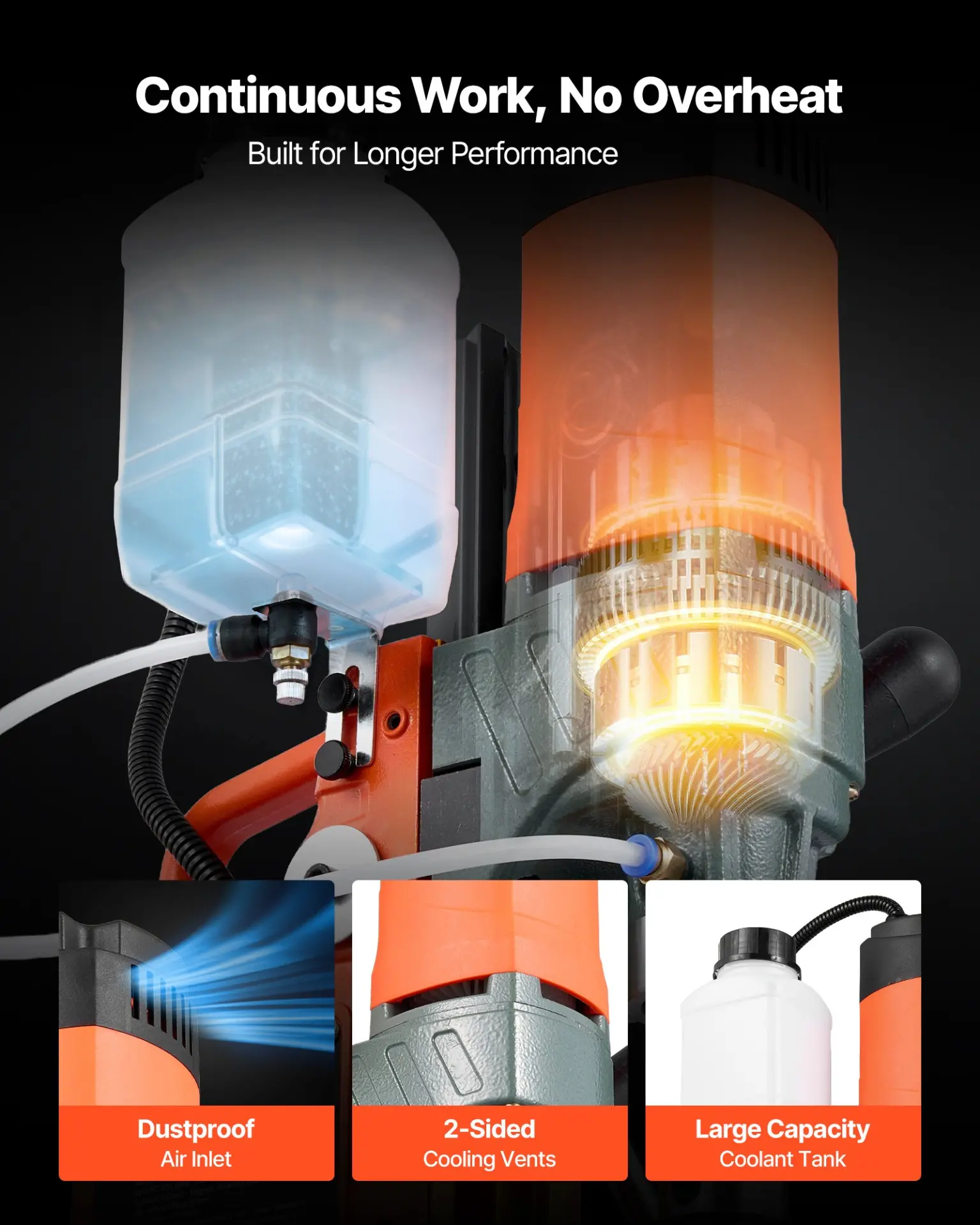 VEVOR Magnetic Drill Press, 1400 W, 2 inch Boring Diameter, 0-750 RPM Speed, Reversible Direction, Mag Drill Press for Metal Surface, Electric Drilling Machine for Industrial and Home Improvement - Image 5