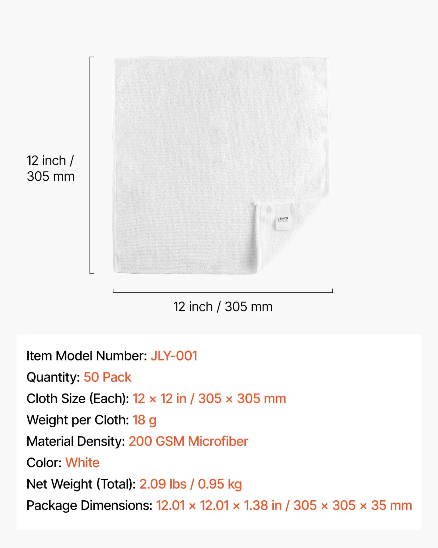 VEVOR 50 Pack White Microfiber Cleaning Cloth, 12 x 12 in Premium Microfiber Towels, Lint-Free and Scratch-Free, Absorbent Cleaning Rags for Car, Household, Kitchen, Window, SPA, Hotel & Bathroom - Image 6