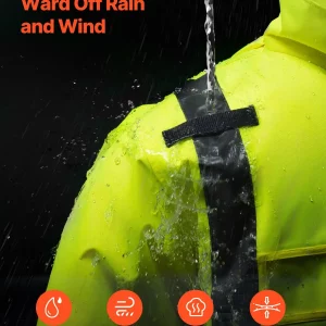 VEVOR High Visibility Reflective Safety Jacket, Waterproof Safety Hoodie, Work Construction Coat with Pockets for Men & Women, Rain Gear Meet ANSI & Class 3, Hi Vis Yellow Coat with Black Bottom, L