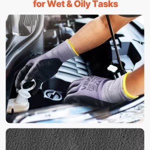 Work Gloves 12 Pairs Touch Screen Nitrile-Coated Garden Construction Gloves