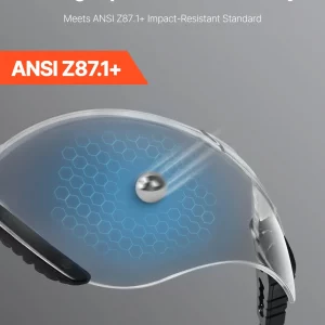 VEVOR Safety Glasses, Anti-Fog and Scratch-Resistant Clear Lens, Safety Goggles with Adjustable Length and Angle, ANSI Z87.1+ Impact-Resistant Protective Eye Goggles, for Work, Lab & Construction